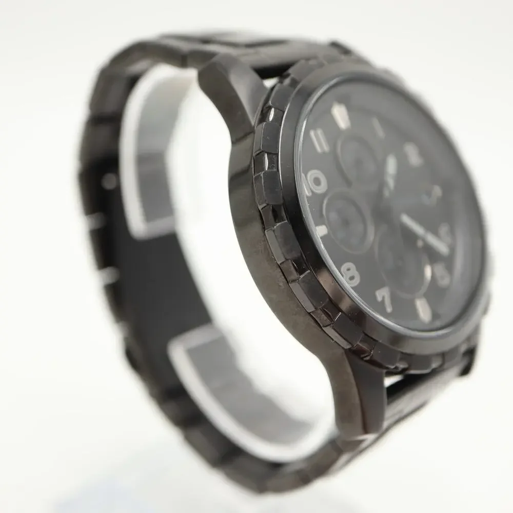 Fossil Dean Men's Black Stealth Chronograph 45mm Watch Steel FS4646 New Battery